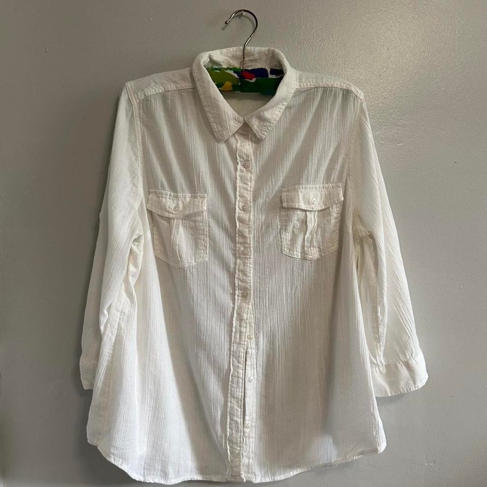 white, cotton, St. John's Bay beach blouse